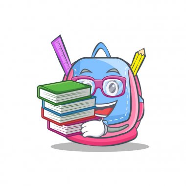 Öğrenci kitap okul çantası karakter karikatür ile
