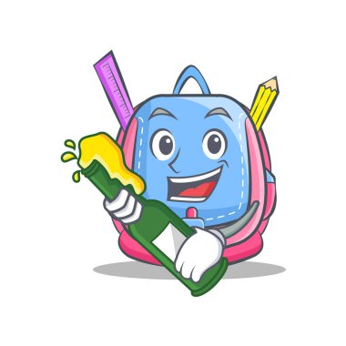 Bira okul çantası karakter karikatür ile