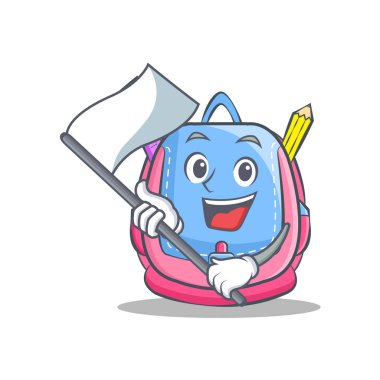 Bayrak okul çantası karakter karikatür ile