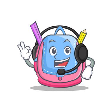 Kulaklık okul çantası karakter karikatür ile