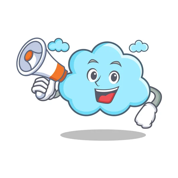 With megaphone cute cloud character cartoon — Stock Vector