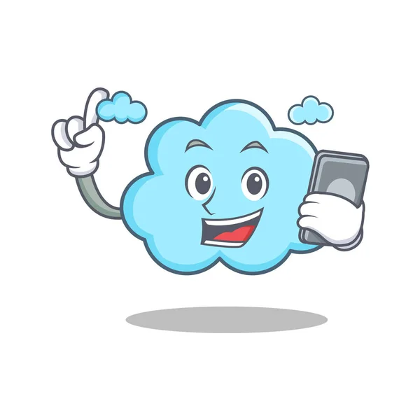 With phone cute cloud character cartoon — Stock Vector