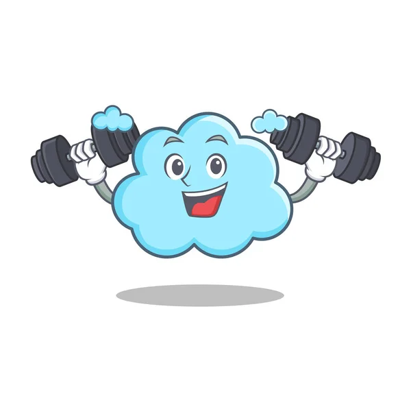 Fitness carino personaggio nuvola cartone animato — Vettoriale Stock