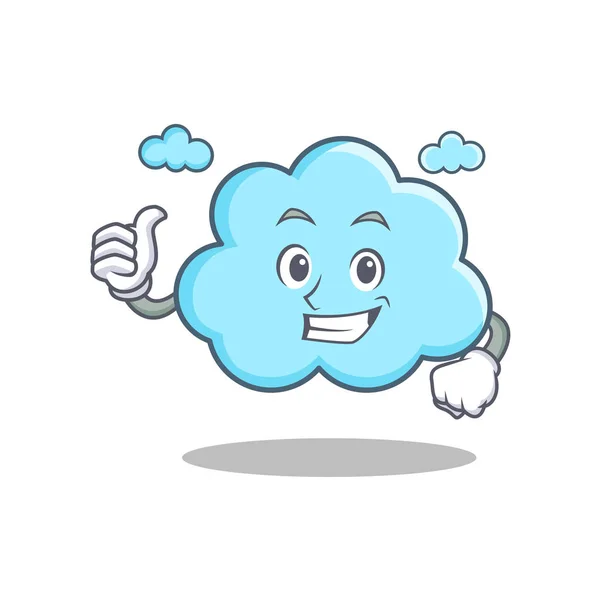 Thumbs up cute cloud character cartoon — Stock Vector
