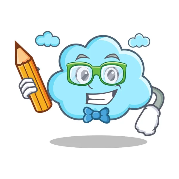 Student mit Bleistift niedlichen Wolke Charakter Cartoon — Stockvektor