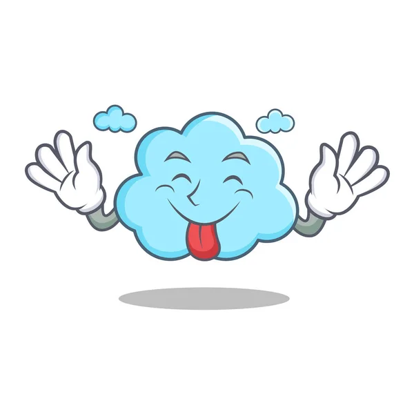 Tongue out cute cloud character cartoon — Stock Vector