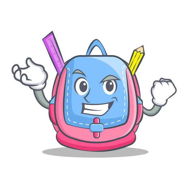 Başarılı okul çantası karakter karikatür — Stok Vektör