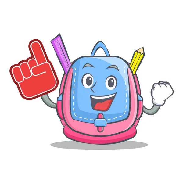 Köpük parmak okul çantası karakter karikatür — Stok Vektör
