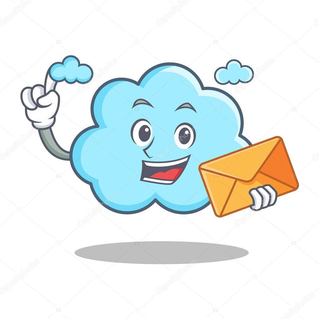 With envelope cute cloud character cartoon
