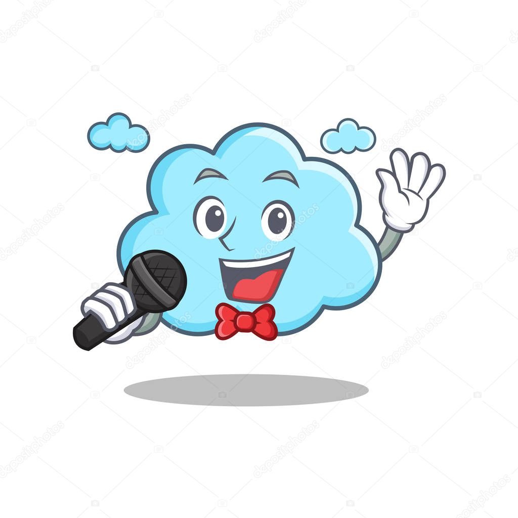 Singing cute cloud character cartoon
