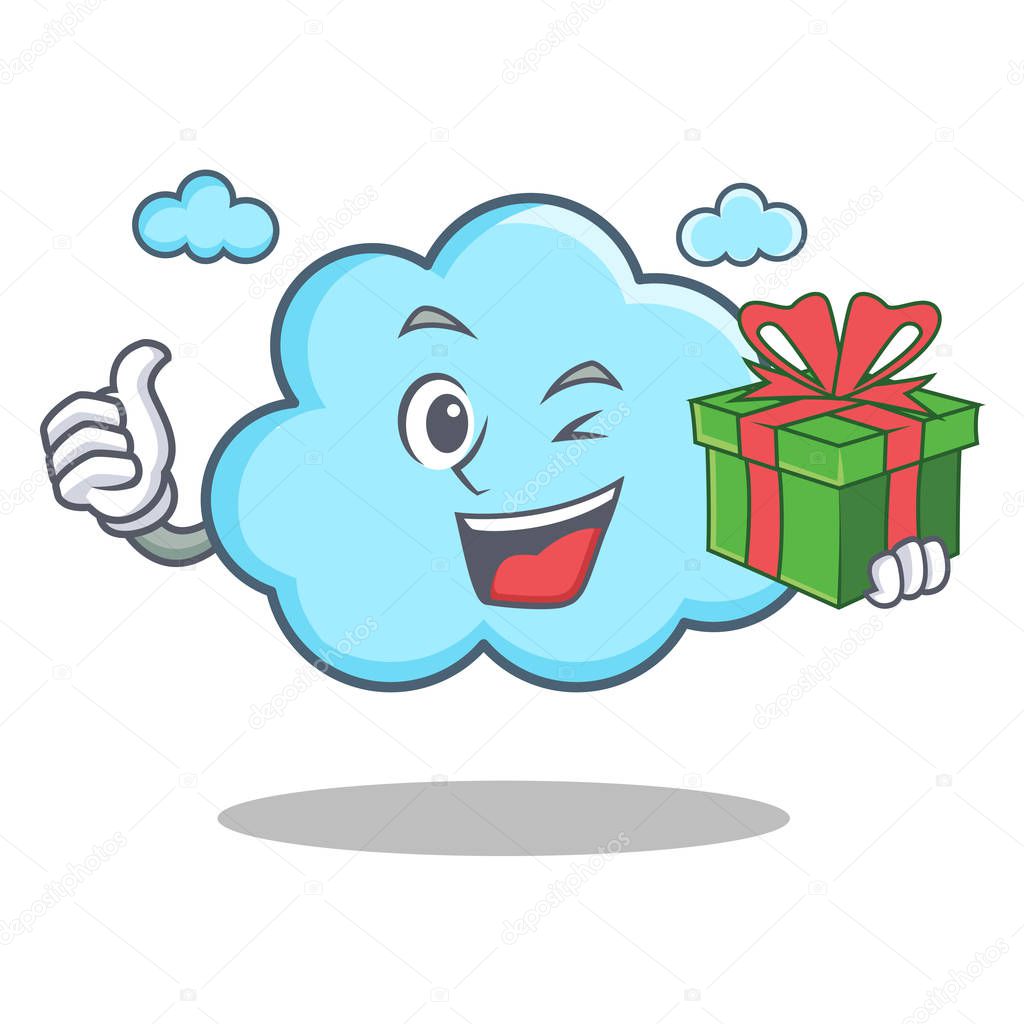 With gift cute cloud character cartoon