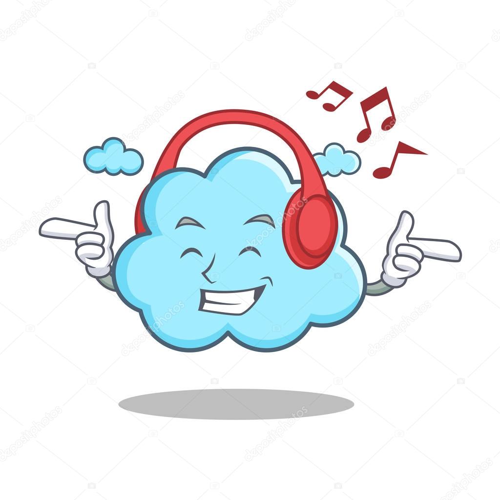 Listening music cute cloud character cartoon