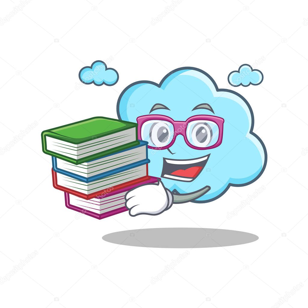 Student with book cute cloud character cartoon