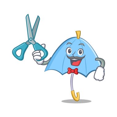 Kuaför mavi şemsiye karakter karikatür