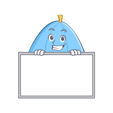 Yönetim kurulu mavi şemsiye karakter karikatür ile sırıtarak