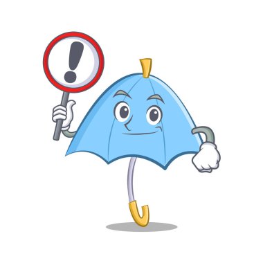 İşareti mavi şemsiye karakter karikatür ile