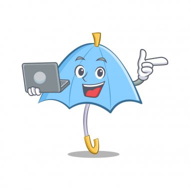 Dizüstü şemsiye chracter karikatür tarzı ile