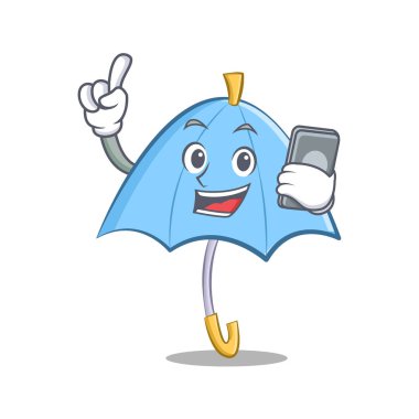 Telefon mavi şemsiye karakter karikatür ile