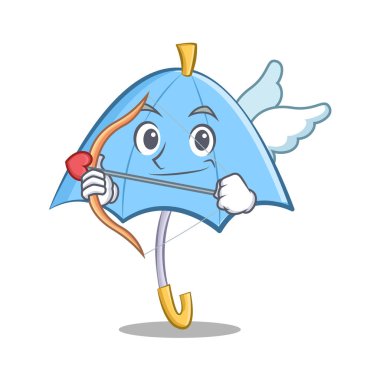 Aşk tanrısı mavi şemsiye karakter karikatür