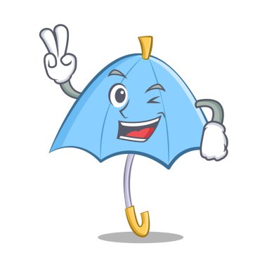 İki parmak mavi şemsiye karakter karikatür