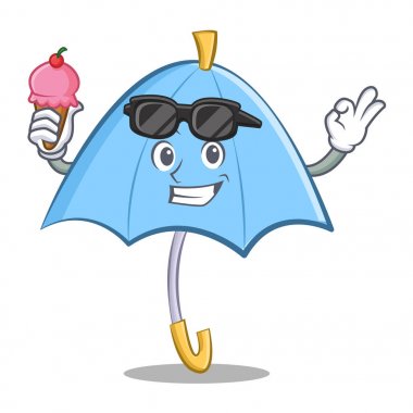 Dondurma mavi şemsiye karakter karikatür ile
