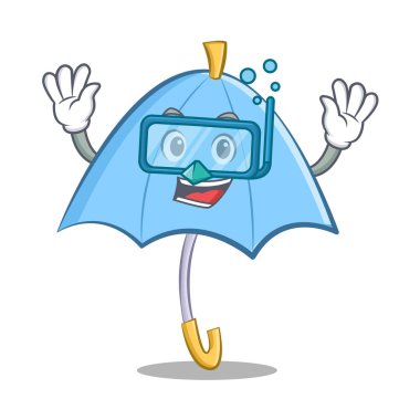 Dalış mavi şemsiye karakter karikatür