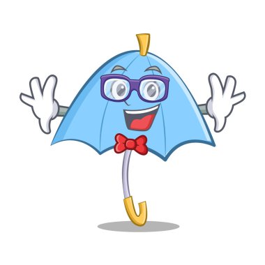Geek mavi şemsiye karakter karikatür
