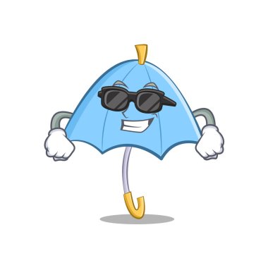 Süper cool mavi şemsiye karakter karikatür