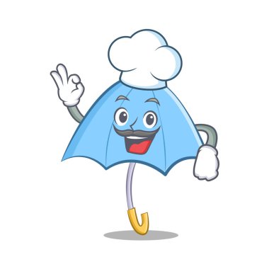 Şef mavi şemsiye karakter karikatür