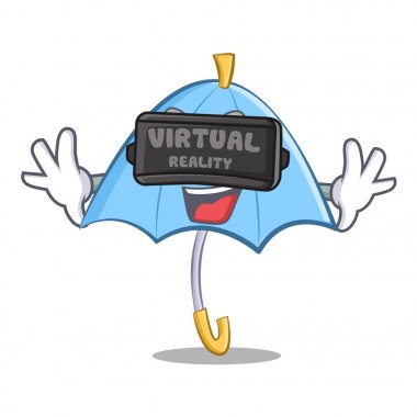 Sanal gerçeklik mavi şemsiye karakter karikatür ile