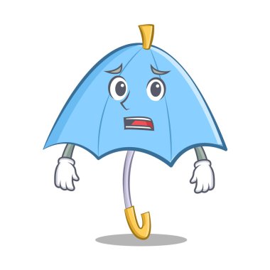 Korkarım mavi şemsiye karakter karikatür
