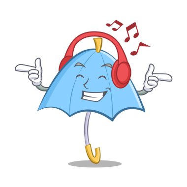 Dinleme müzik mavi şemsiye karakter karikatür