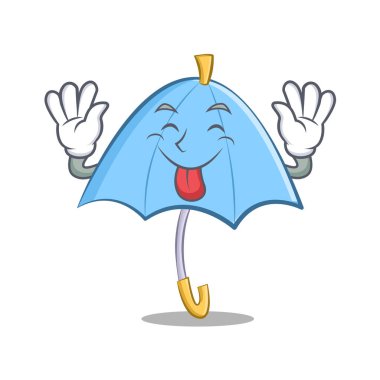 Mavi şemsiye karakter karikatür dil