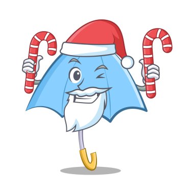 Santa şeker mavi şemsiye karakter karikatür ile