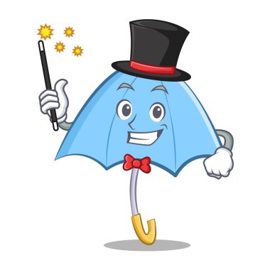 Sihirbaz mavi şemsiye karakter karikatür