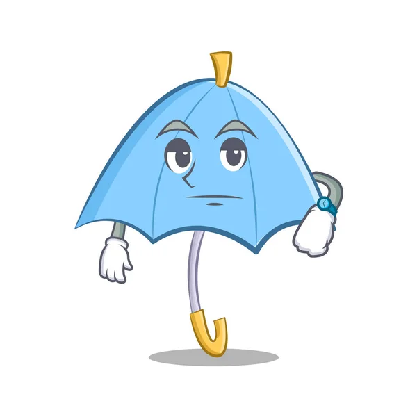 Waiting blue umbrella character cartoon — Stock Vector