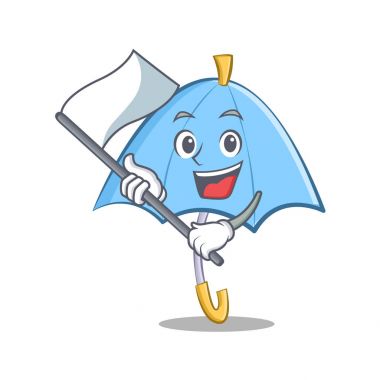 Bayrak mavi şemsiye karakter karikatür ile
