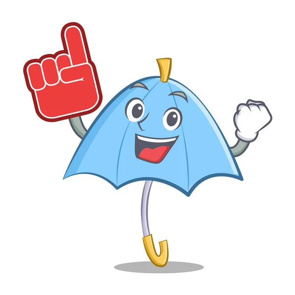Schuim vinger blauwe paraplu karakter cartoon — Stockvector