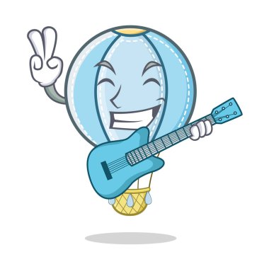 Gitar hava balon karakter karikatür ile