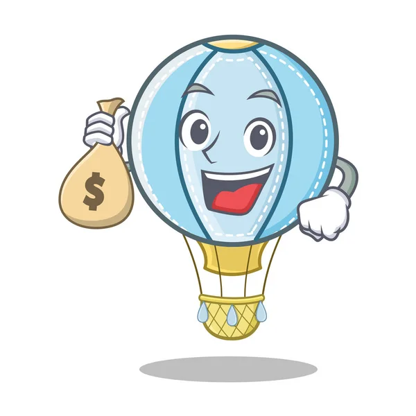 Avec sac d'argent air ballon personnage dessin animé — Image vectorielle