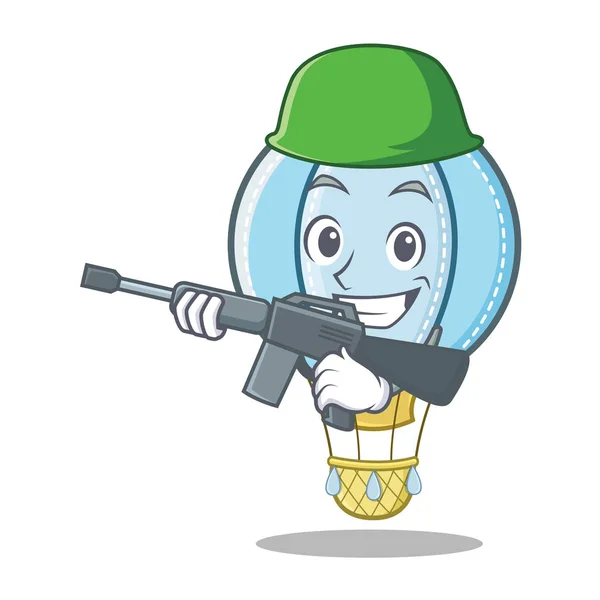 Exército ar balão personagem desenhos animados — Vetor de Stock