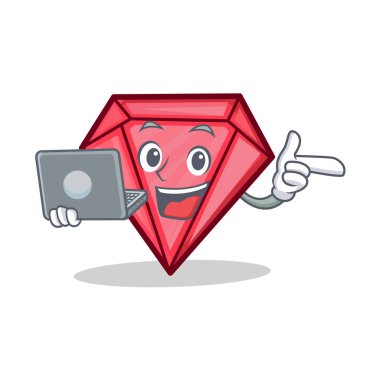 Dizüstü elmas karakter karikatür tarzı ile