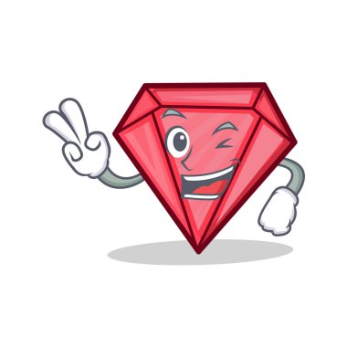 İki elmas karakter karikatür tarzı parmak