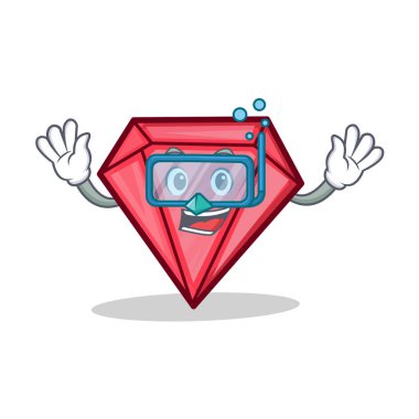 Dalış elmas karakter karikatür tarzı