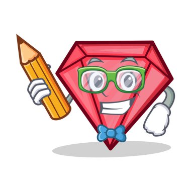 Kalem elmas karakter karikatür tarzı ile öğrenci