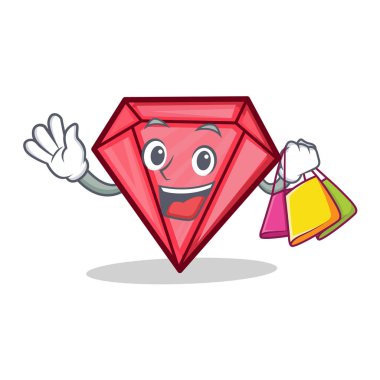 Elmas karakter karikatür tarzı alışveriş