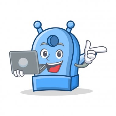 Dizüstü kalem kalemtıraş karakter karikatür ile