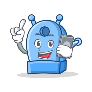 Telefon kalem kalemtıraş karakter karikatür ile