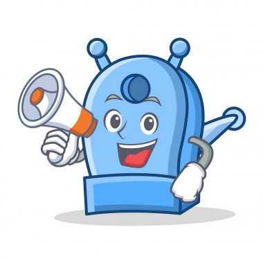 Megafon kalem kalemtıraş karakter karikatür ile