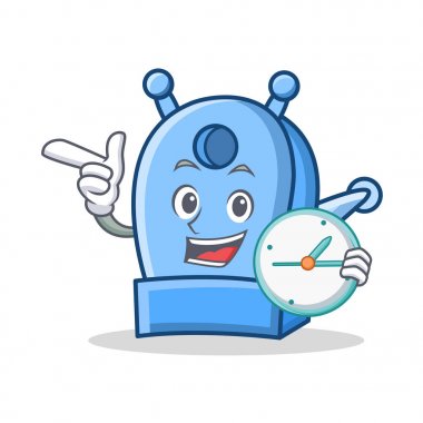 Saat kalem kalemtıraş karakter karikatür ile